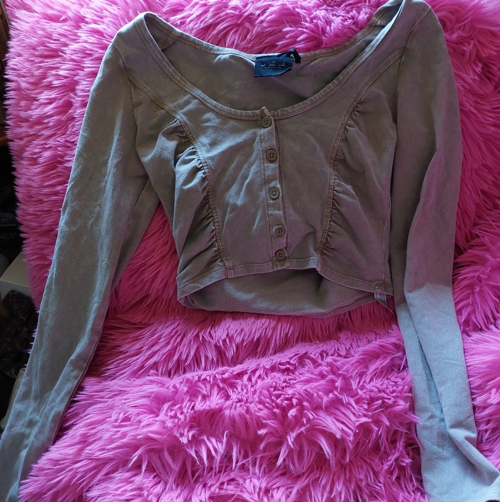Out from Under Urban Outfitters Beige Button-Up Top